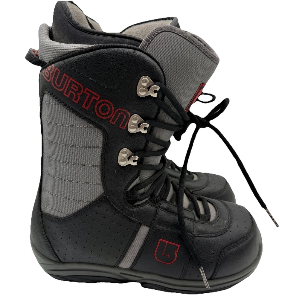 Burton Tribute Men's Snowboard Boots Size 9 Black Gray Red Lace Traditional